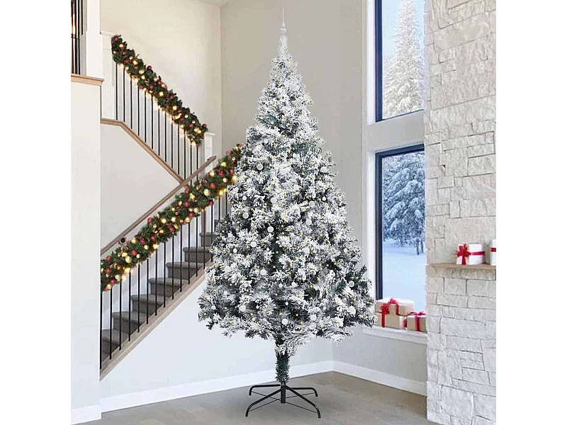 Kunstkerstboom met verlichting en ballen set Groen 400 cm PVC