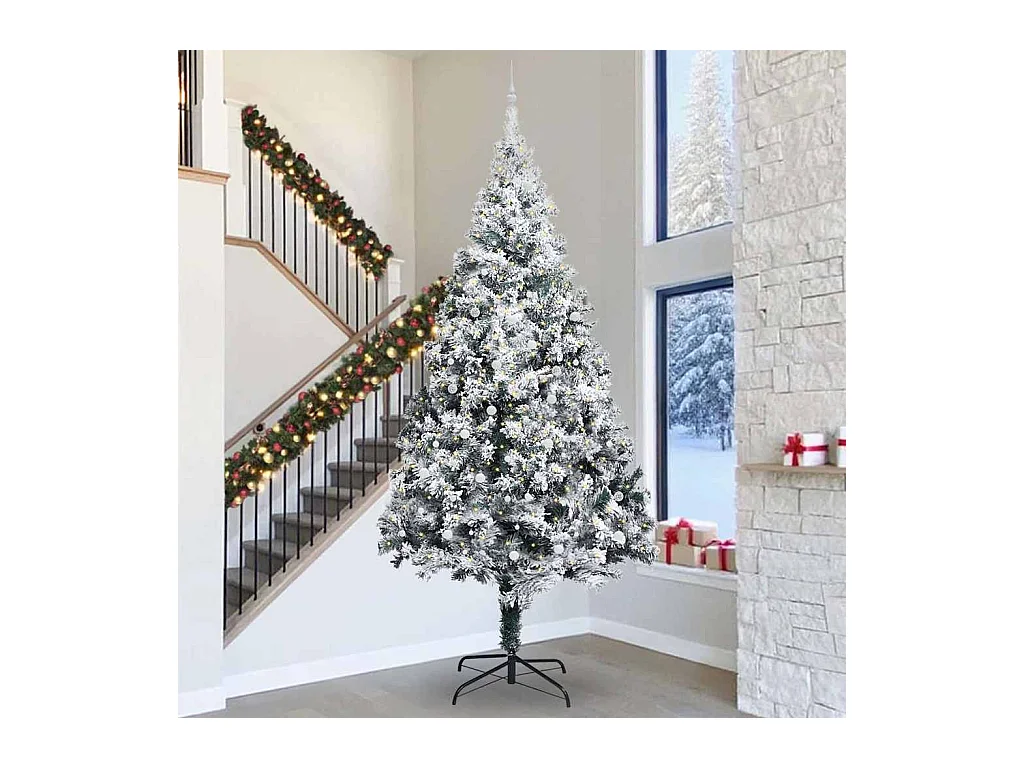 Kunstkerstboom met verlichting en ballen set Groen 400 cm PVC