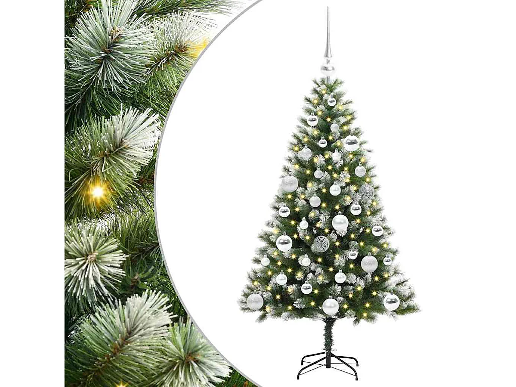 Árvore de Natal Artificial com Dobradiças e Neve Coberta 120 cm