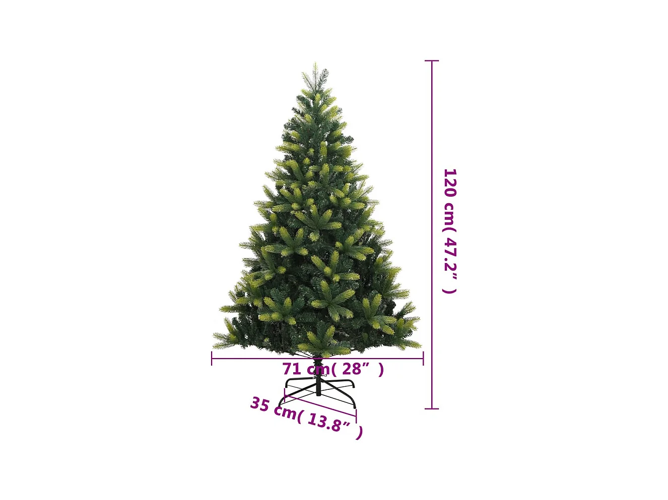 Sapin de Noël artificiel à charnières avec support 120 cm