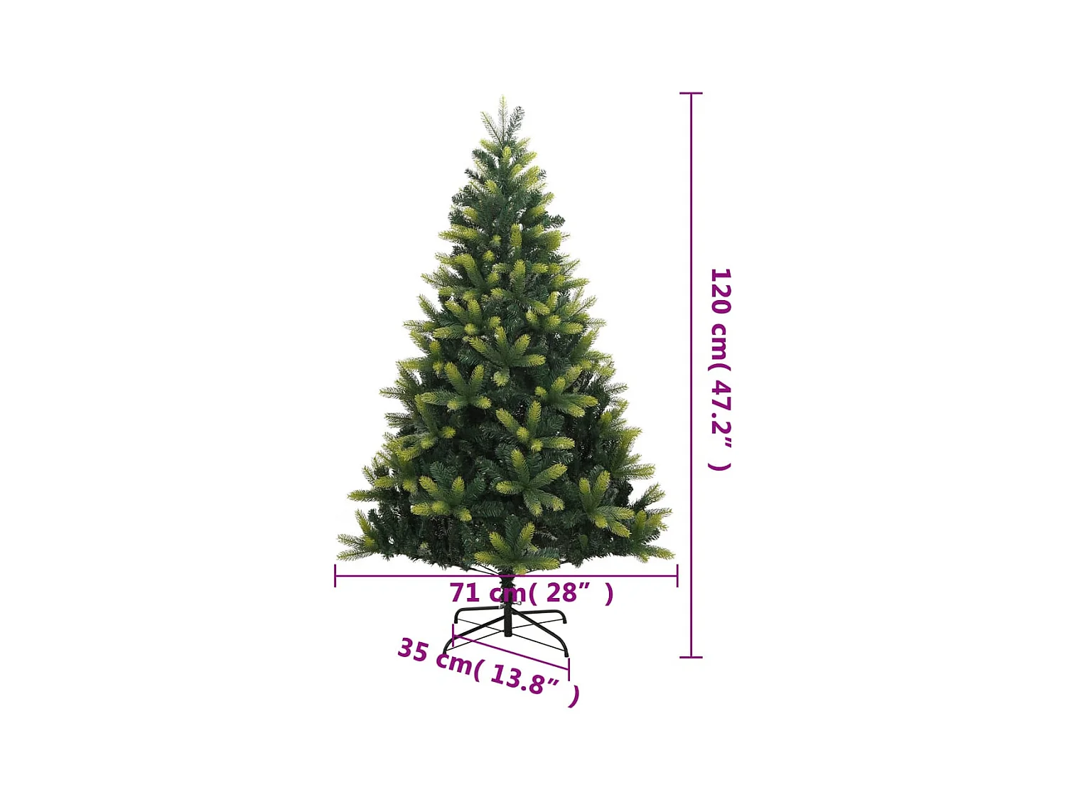 Sapin de Noël artificiel à charnières avec support 120 cm