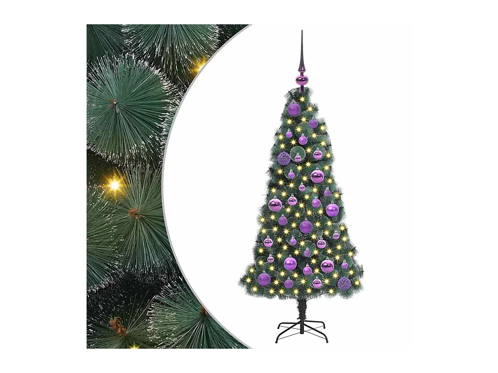 Arbre de Noël artificiel pré-éclairé avec set de boules 120 cm