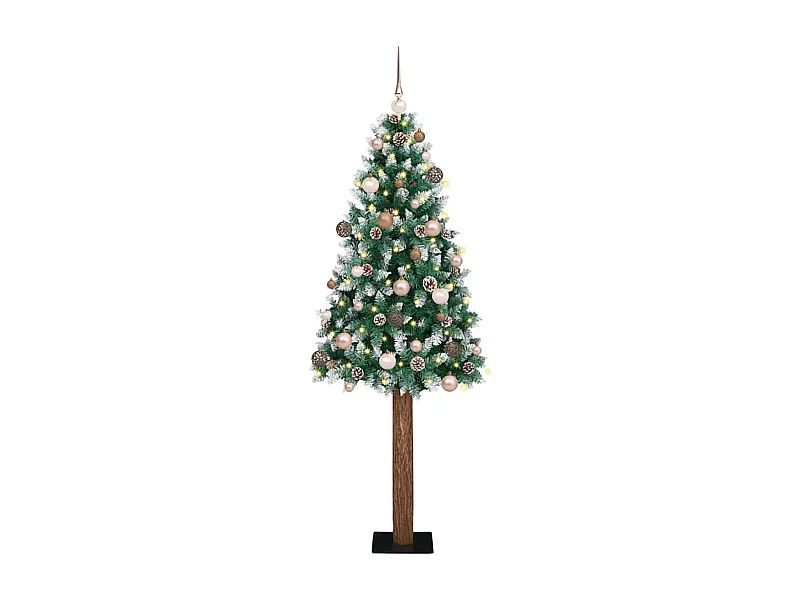 Árbol de Navidad Delgado con 300 LED con soporte Verde y 210 cm