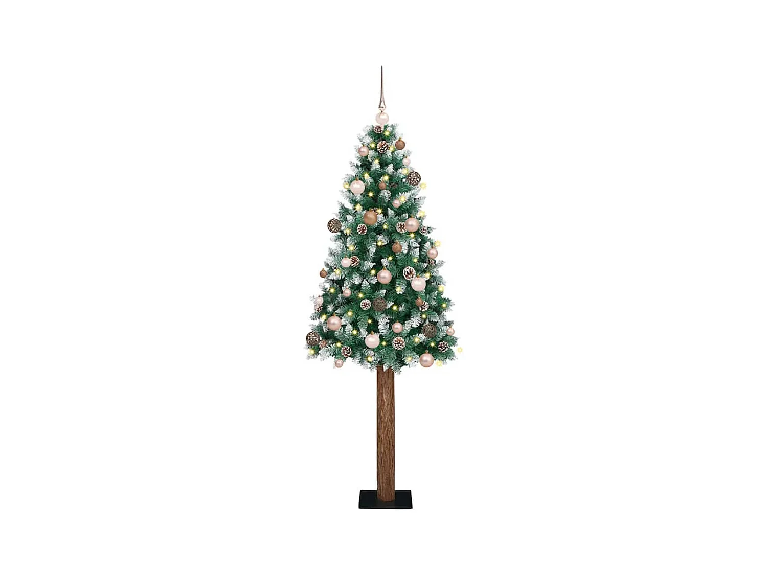 Árbol de Navidad Delgado con 300 LED con soporte Verde y 210 cm