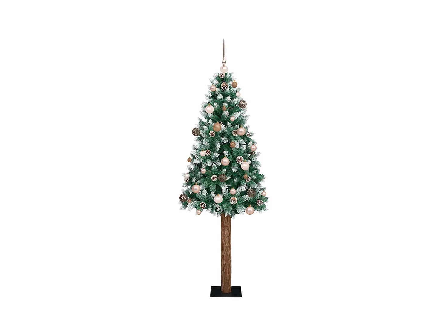 Árbol de Navidad Delgado con 300 LED con soporte Verde y 210 cm