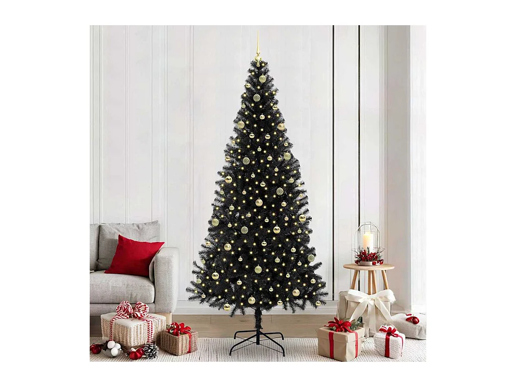 Árbol de Navidad con 300 LED con soporte Negro 240 cm PVC