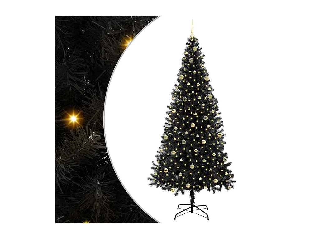 Árbol de Navidad con 300 LED con soporte Negro 240 cm PVC