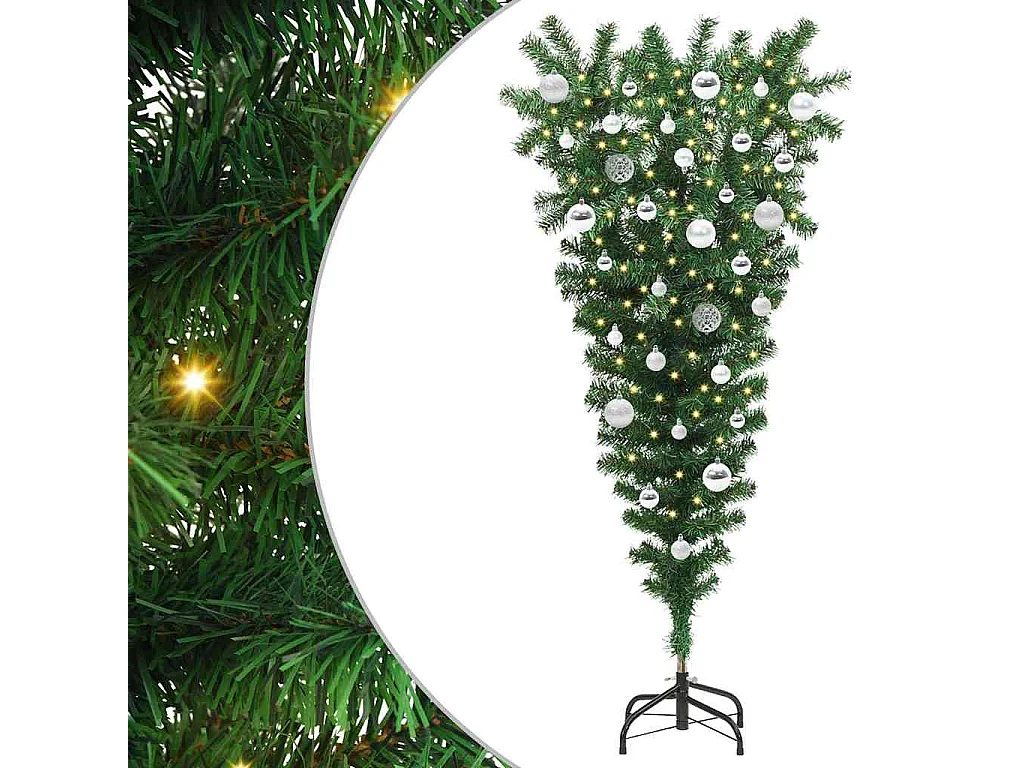 Upside-down Kunst Kerstboom met Ballen Set Groen 150 cm PVC