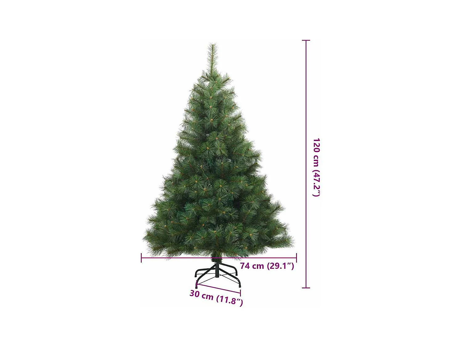 Kunstmatige Hinged Kerstboom Groen 120 cm PVC, staal