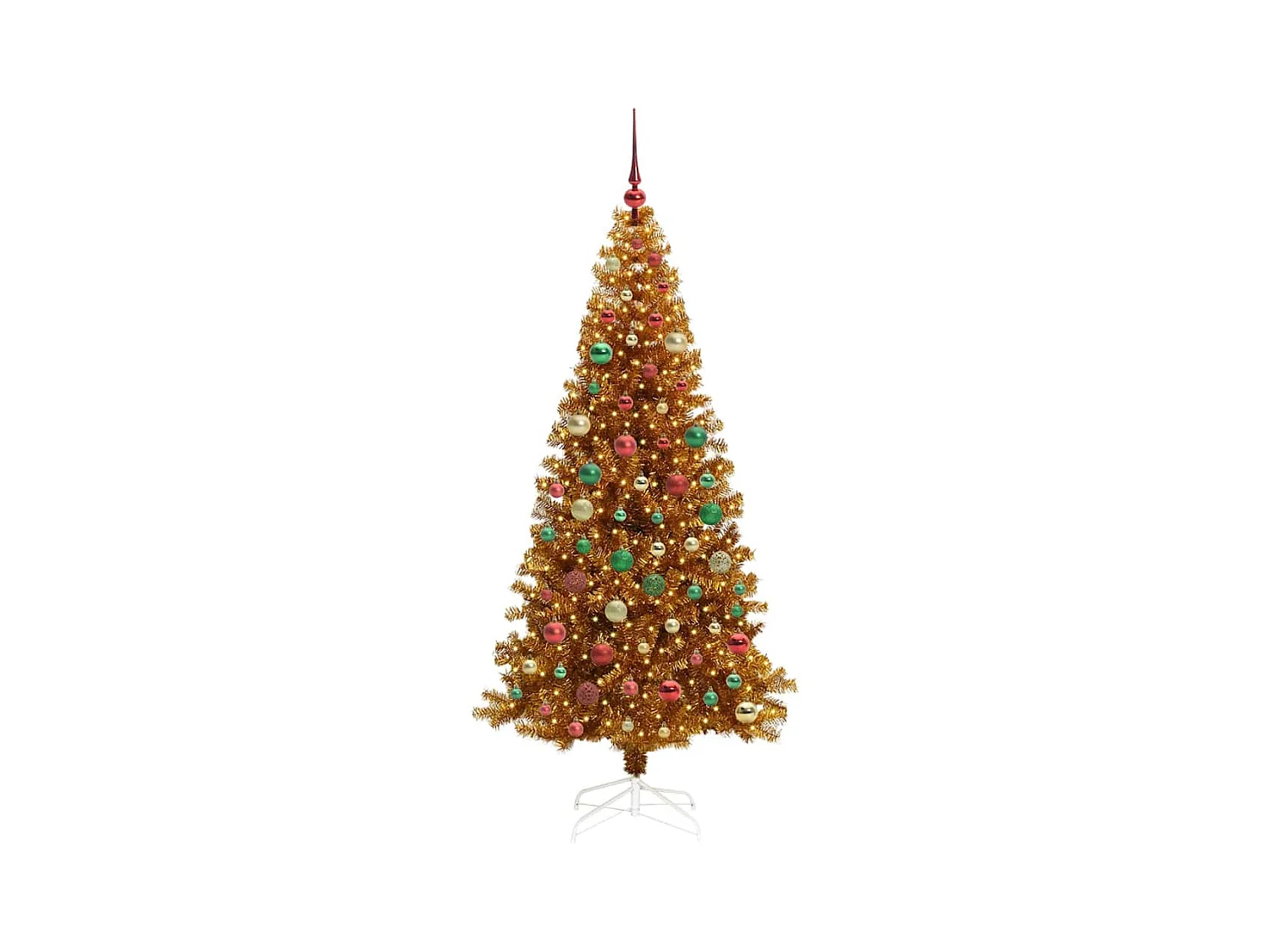 Sapin de Noël avec 300 LED avec support Doré 210 cm PET