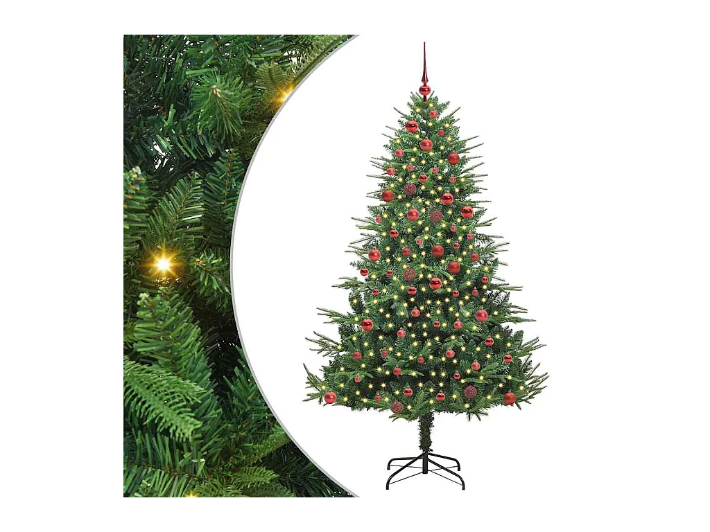 Sapin de Noël artificiel pré-éclairé avec set de boules Vert