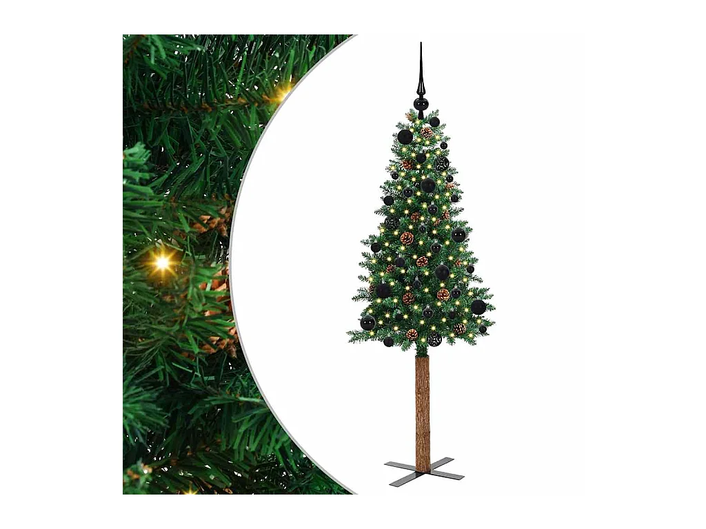 Árbol de Navidad Delgado con 150 LED con soporte Verde 150 cm