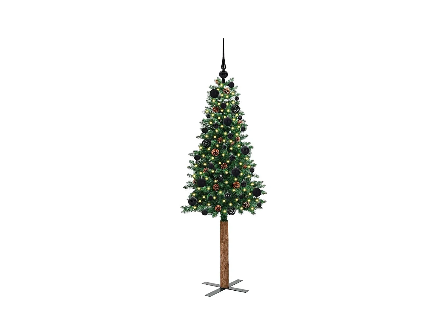 Árbol de Navidad Delgado con 150 LED con soporte Verde 150 cm