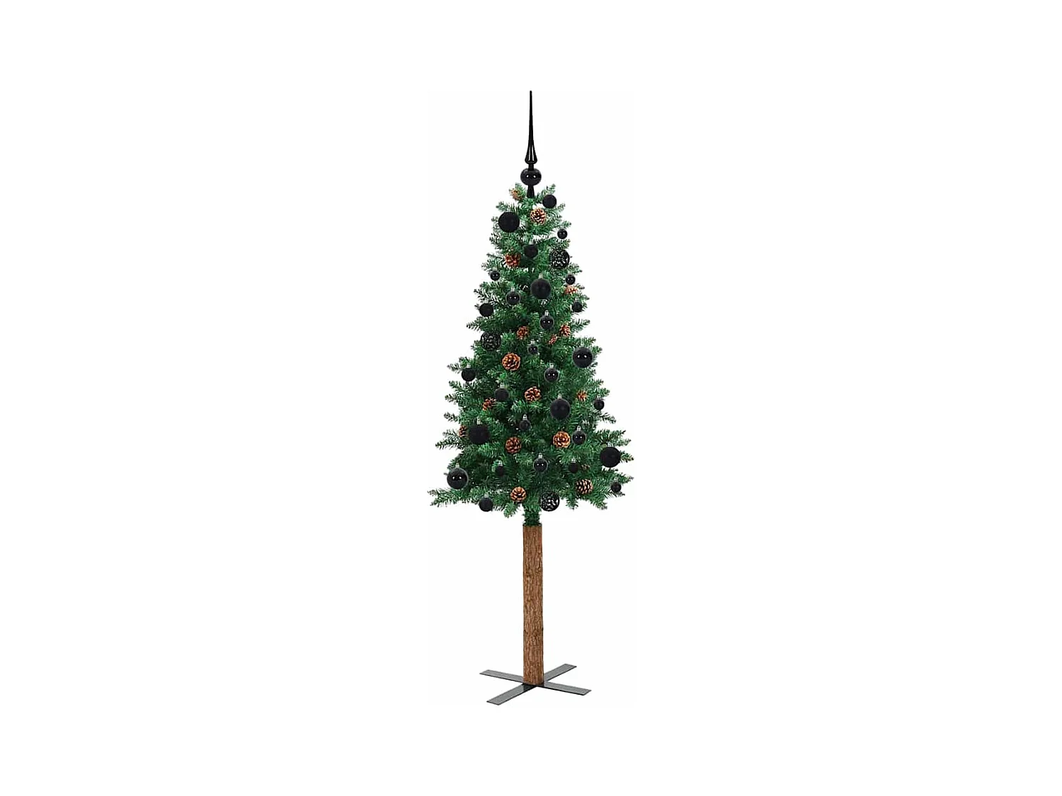 Árbol de Navidad Delgado con 150 LED con soporte Verde 150 cm