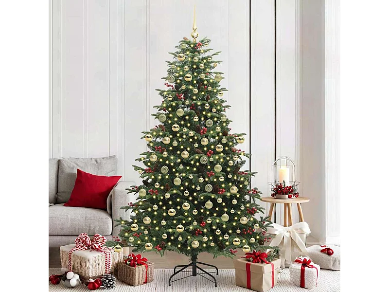 Kunstkerstboom Groen 210 cm PVC en Metaal en Plastic