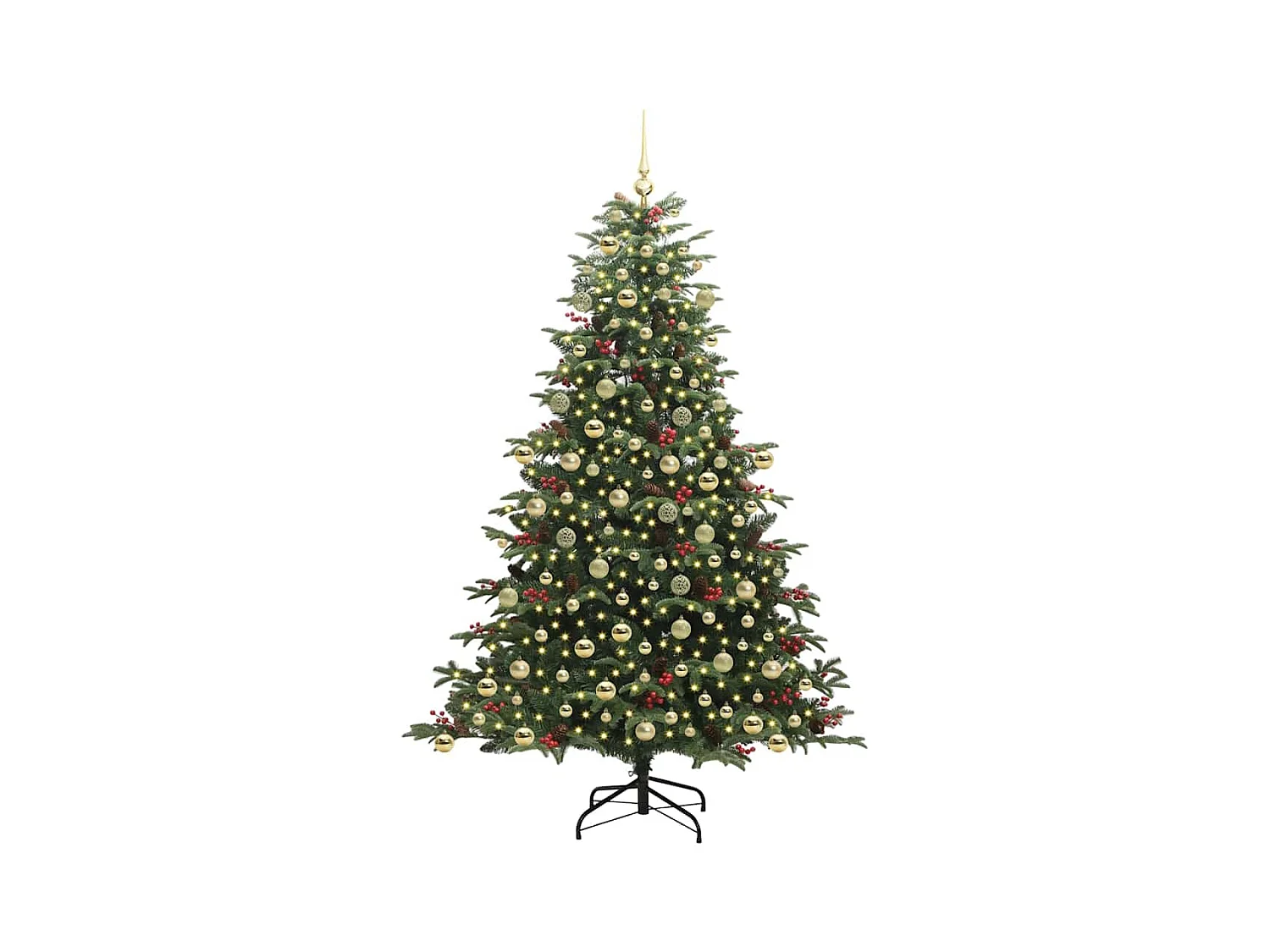 Kunstkerstboom Groen 210 cm PVC en Metaal en Plastic