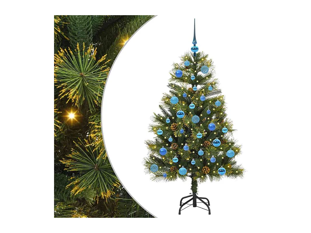Árbol de Navidad artificial con ramas plegables y conos 150 cm