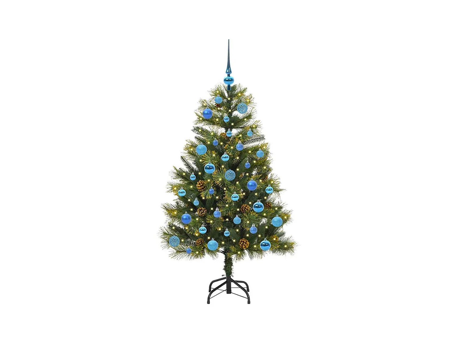 Árbol de Navidad artificial con ramas plegables y conos 150 cm