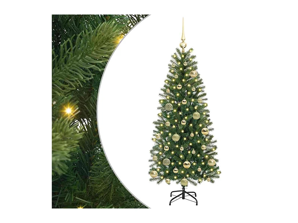 Árvore de Natal Artificial com 150 LEDs Verde 120 cm PE e PVC
