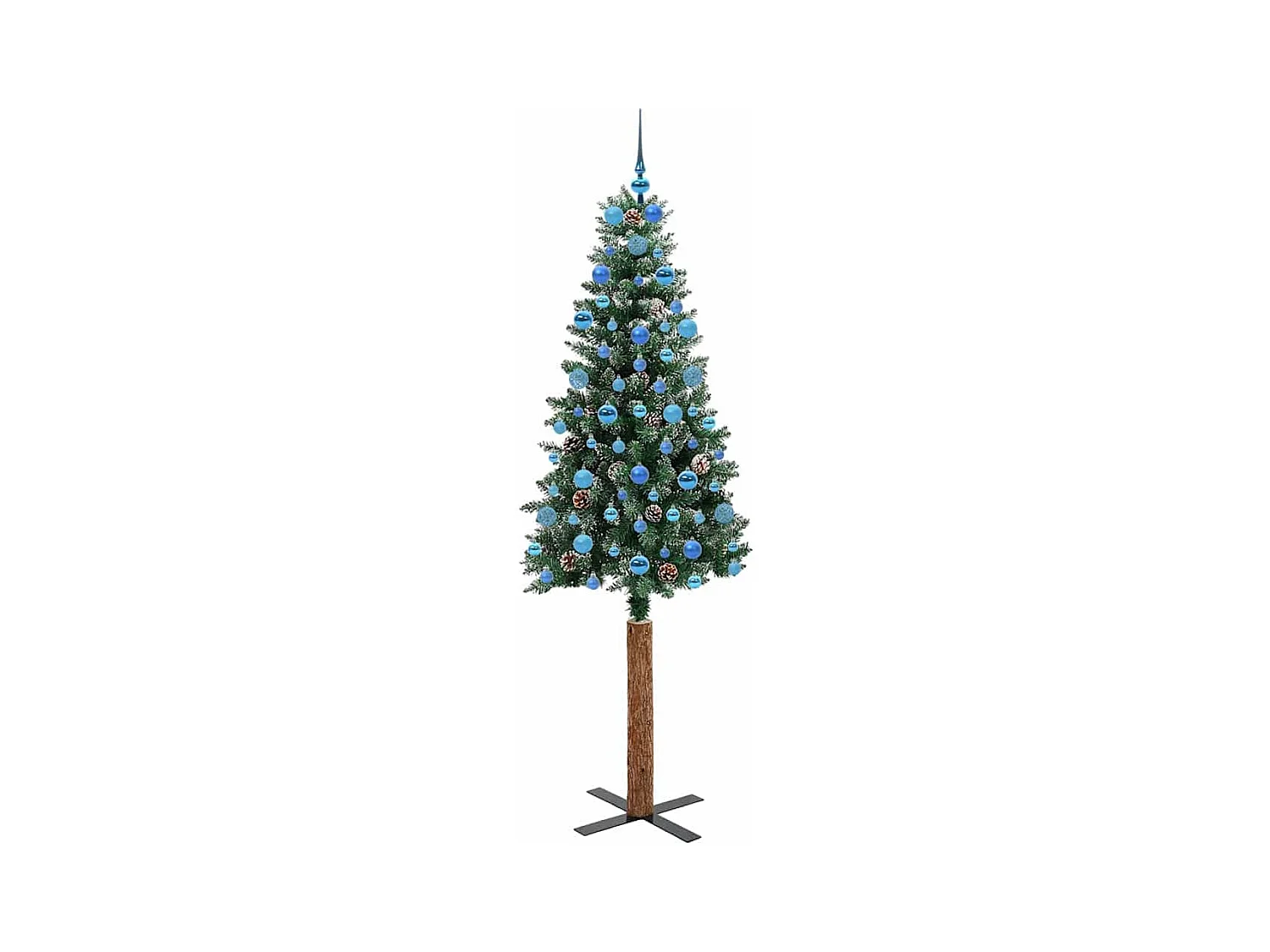 Slanke Kerstboom Groen en Wit 210 cm PVC en massief dennenhout