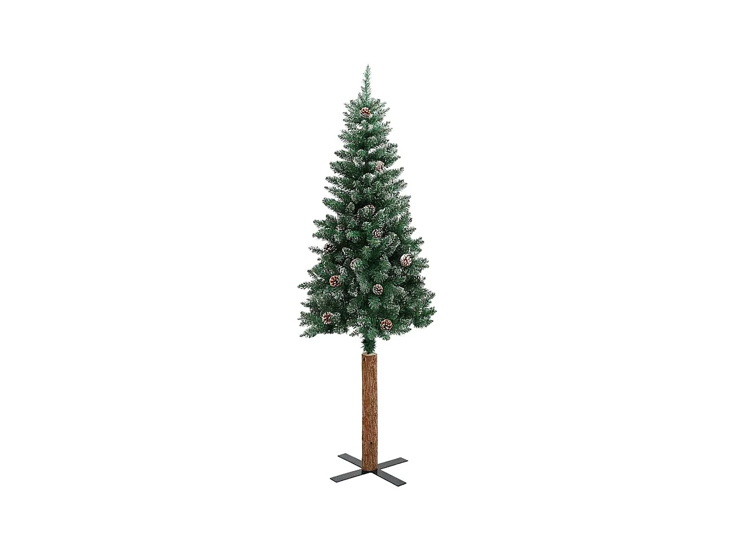 Slanke Kerstboom Groen en Wit 210 cm PVC en massief dennenhout
