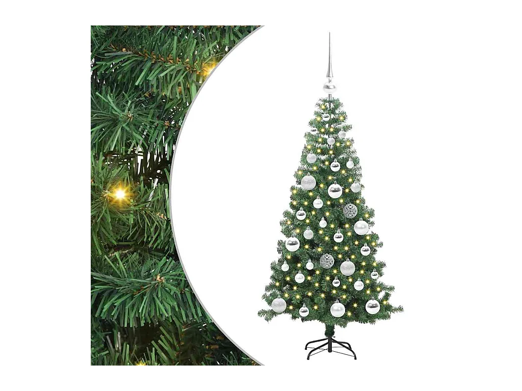 Sapin de Noël avec 150 LED avec support Vert 120 cm PVC