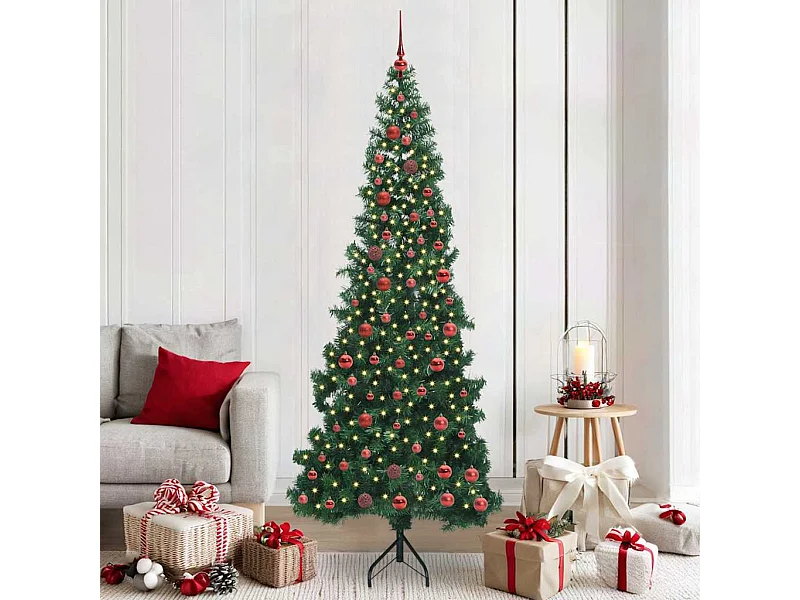 Arbre de Noël artificiel d'angle Vert 210 cm PVC et métal