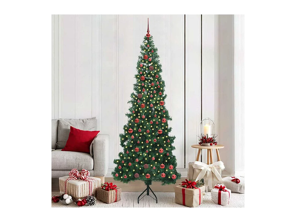 Árbol de Navidad Artificial de Esquina Verde 210 cm PVC y Metal