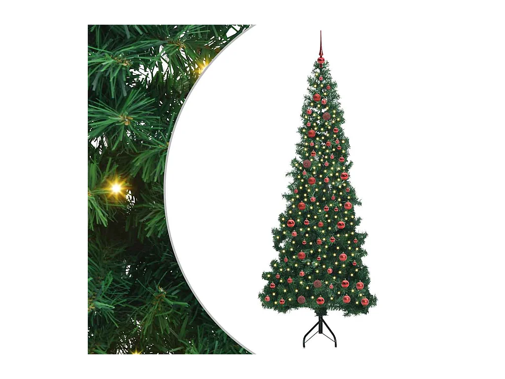 Árbol de Navidad Artificial de Esquina Verde 210 cm PVC y Metal