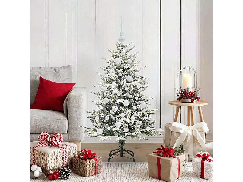 Sapin de Noël artificiel pré-éclairé avec set de boules Vert