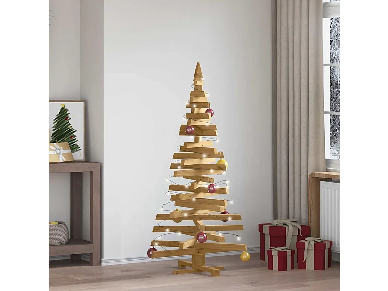Arbres de Noël avec support Marron 150 cm Bois massif en pin