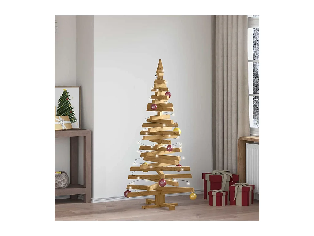 Arbres de Noël avec support Marron 150 cm Bois massif en pin