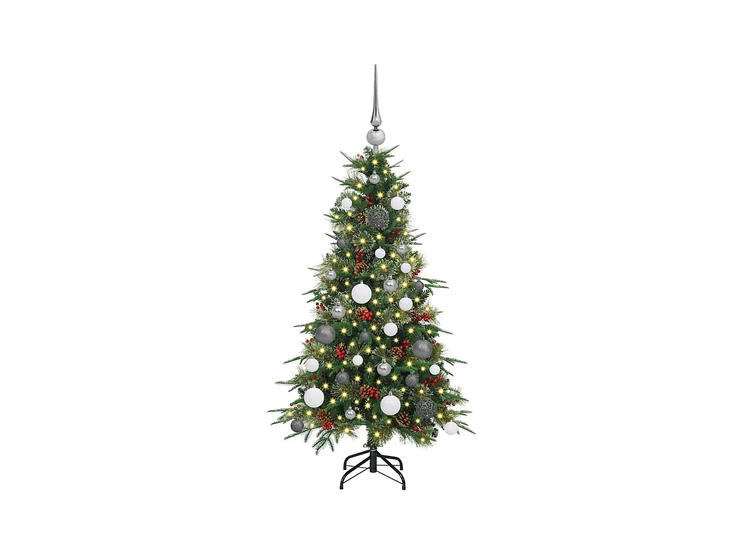 Kunstmatige Hinged Kerstboom met 150 LED Groen 120 cm PE en PVC