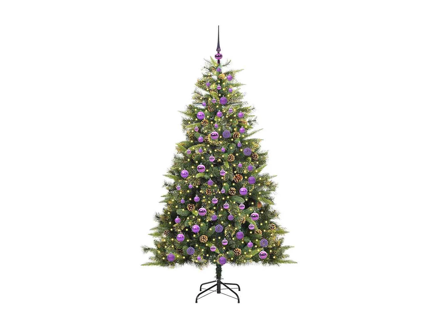 Sapin de Noël artificiel avec branches pliables et cônes 180 cm