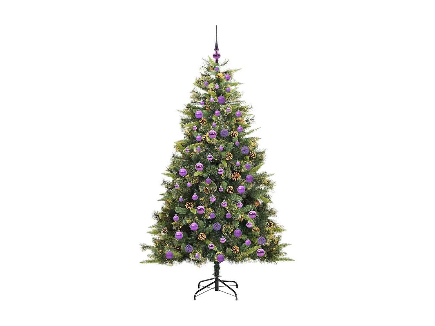 Sapin de Noël artificiel avec branches pliables et cônes 180 cm