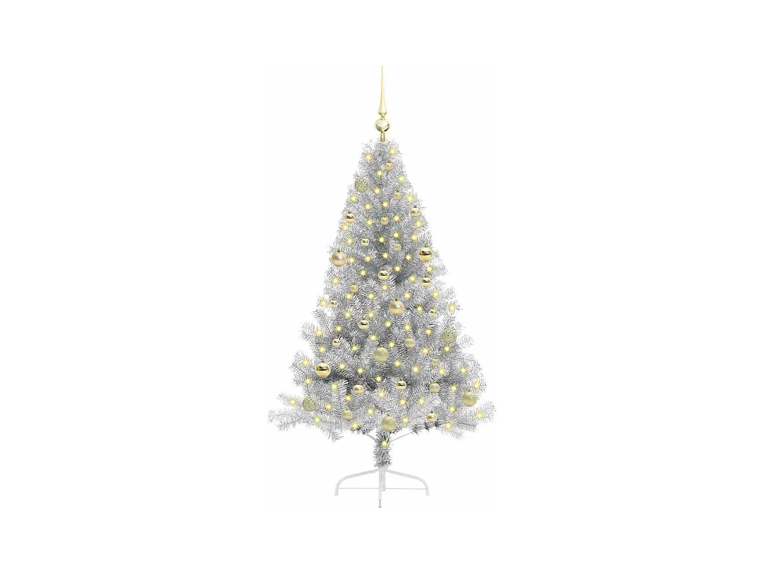 Sapin de Noël artificiel pré-éclairé Argent 150 cm PET