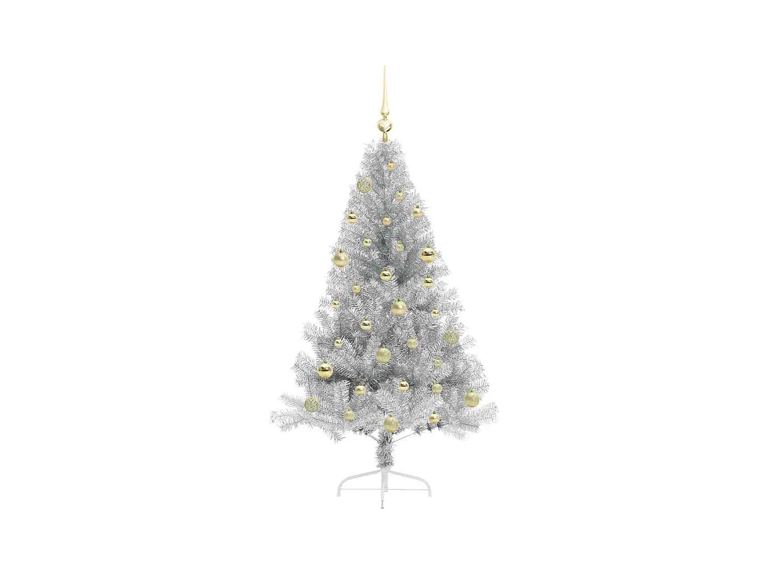 Sapin de Noël artificiel pré-éclairé Argent 150 cm PET