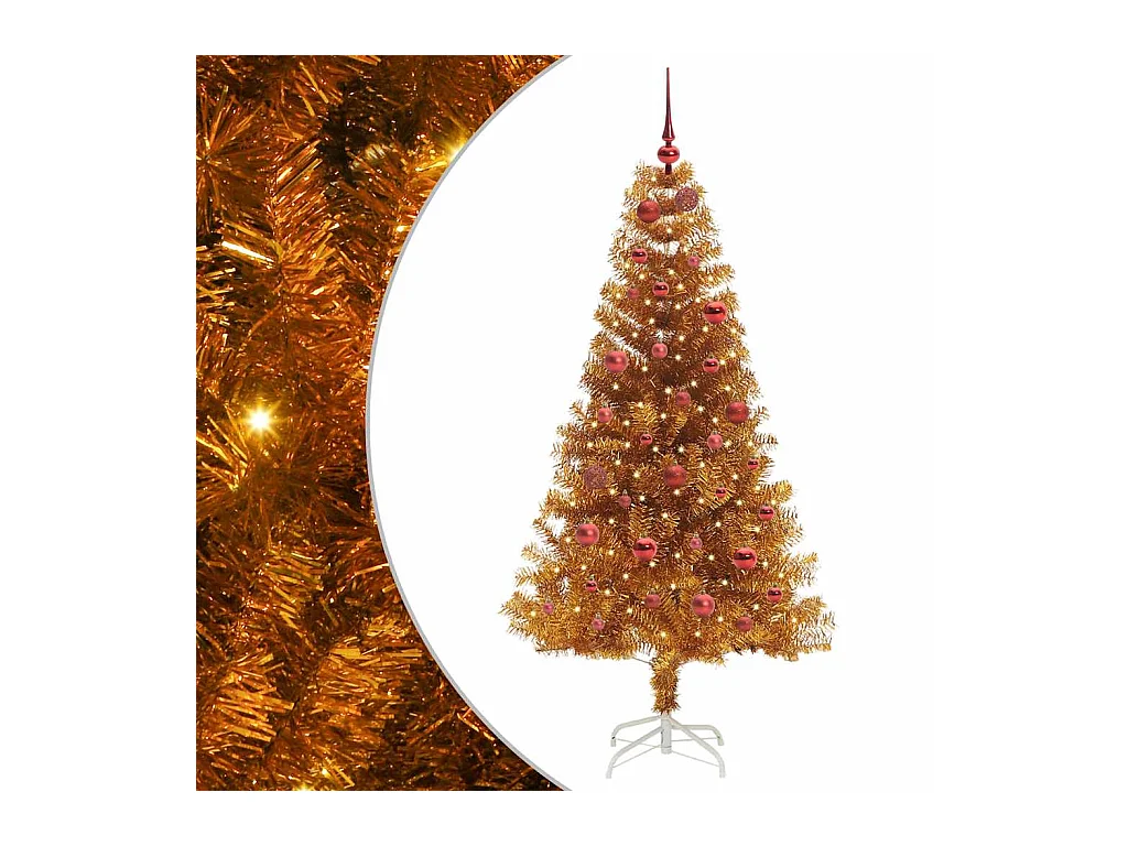 Árvore de Natal com 150 LEDs com suporte Ouro 150 cm PET