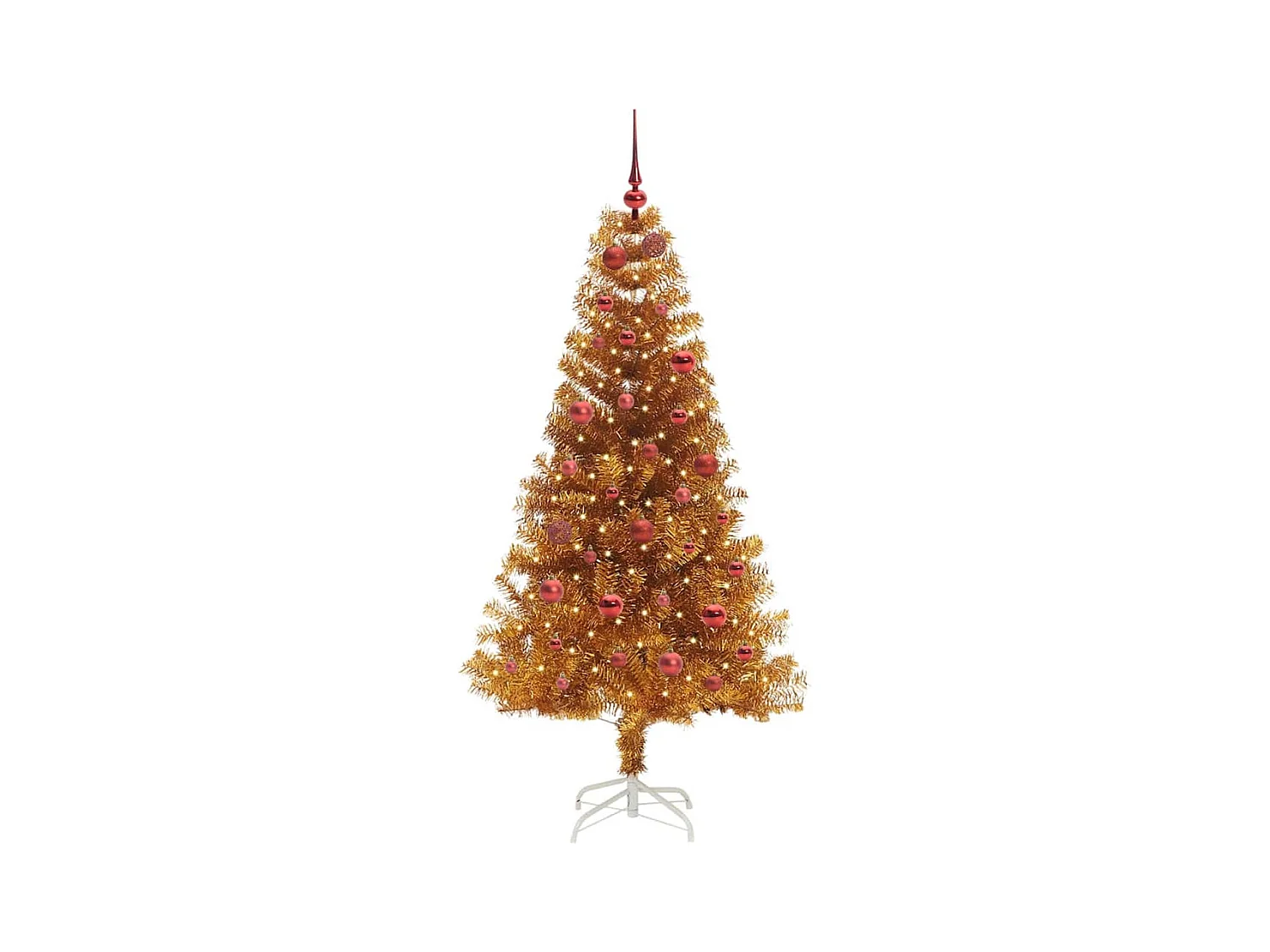 Árvore de Natal com 150 LEDs com suporte Ouro 150 cm PET