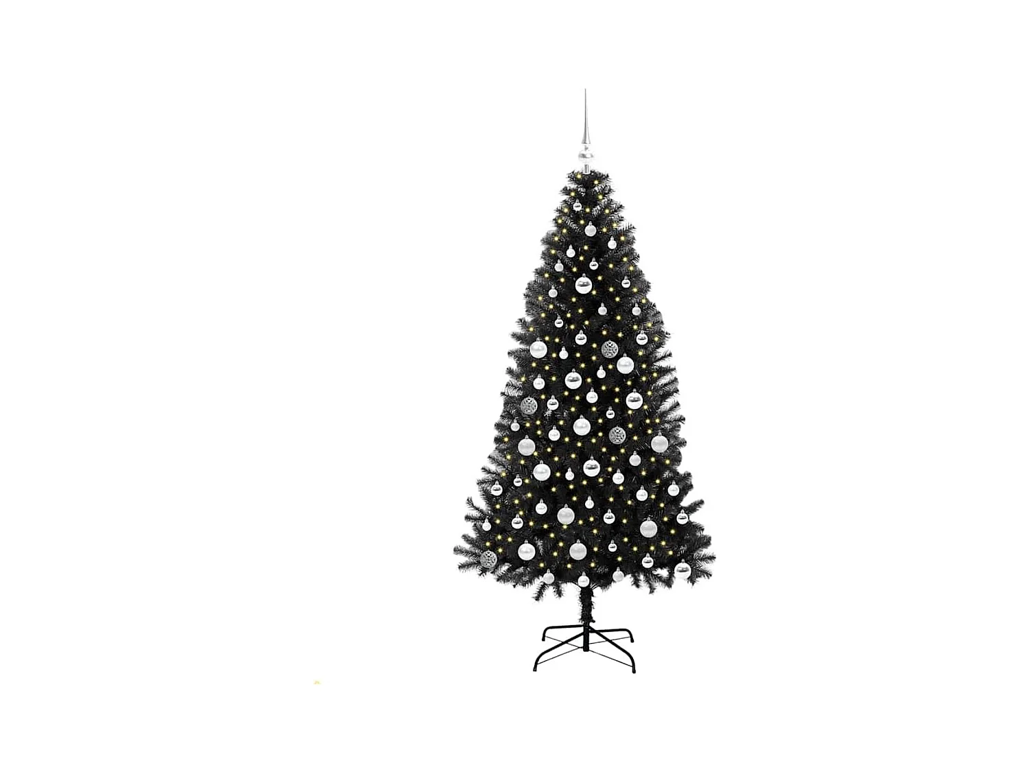 Sapin de Noël avec 300 LED avec support Noir 180 cm PVC