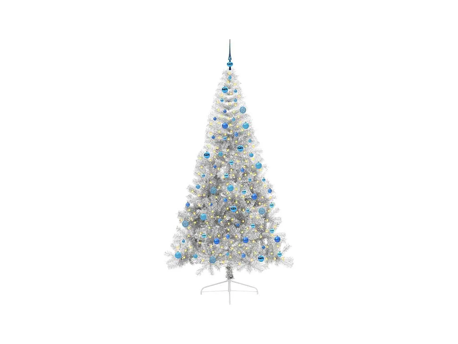 Árbol de Navidad Artificial Preiluminado Plateado 240 cm PET