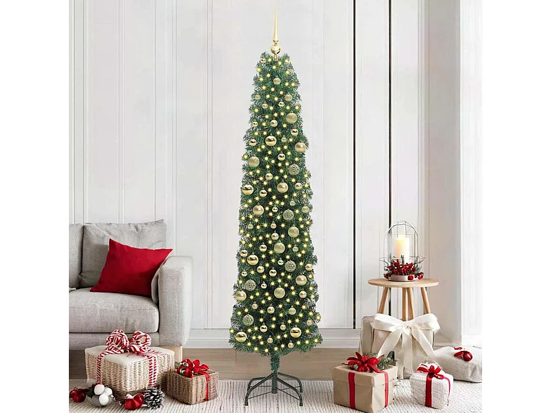 Árvore de Natal Artificial Verde 210 cm PVC e Aço e Plástico