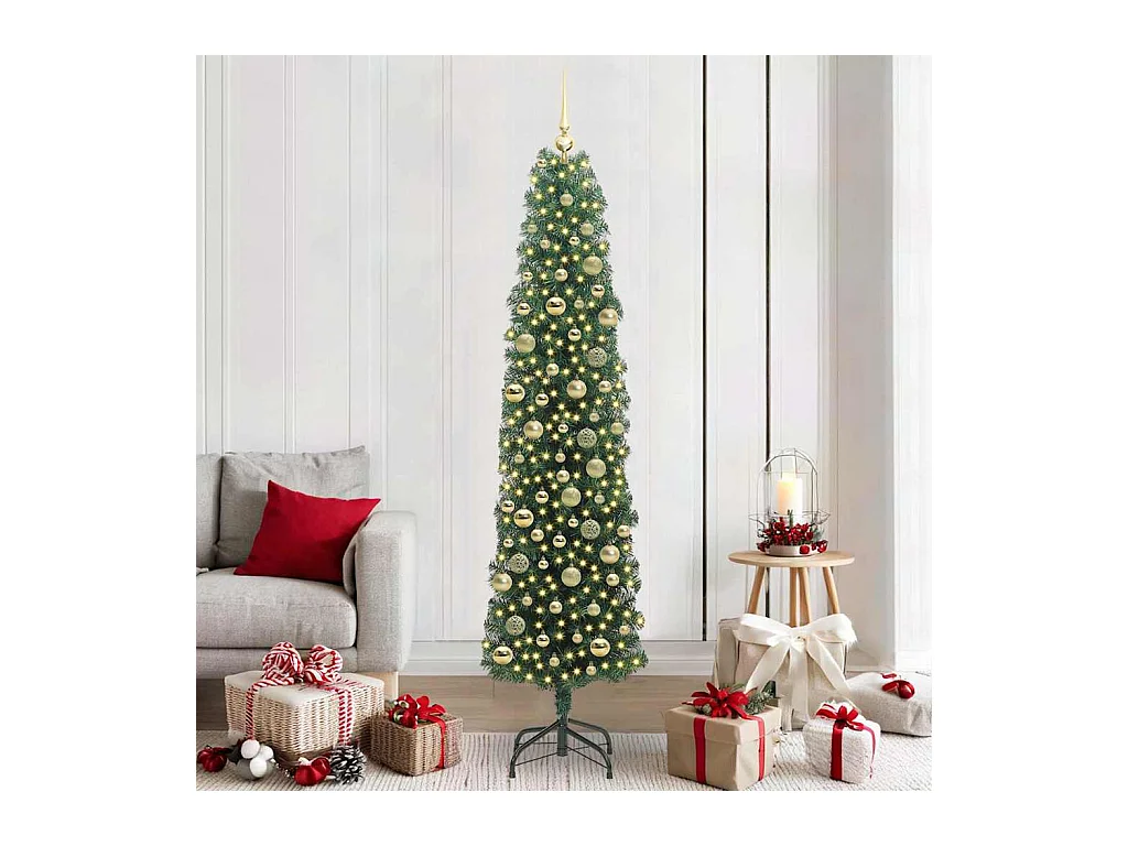 Árvore de Natal Artificial Verde 210 cm PVC e Aço e Plástico