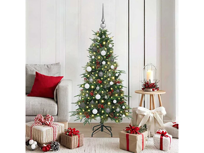 Kunstmatige Hinged Kerstboom met 150 LED Groen 150 cm PE en PVC