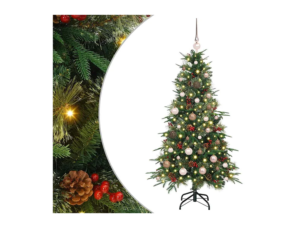 Kunstmatige Hinged Kerstboom met 150 LED Groen 150 cm PE en PVC
