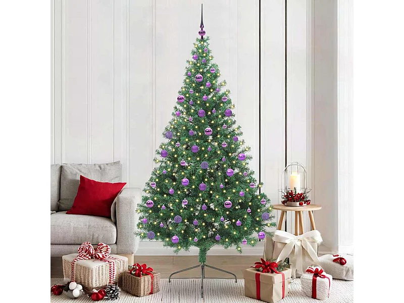 Sapin de Noël artificiel pré-éclairé Vert 210 cm PVC