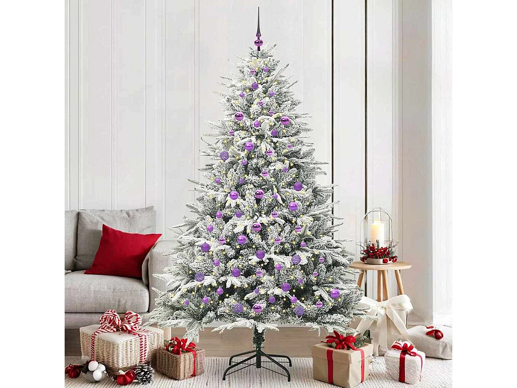 Sapin de Noël artificiel pré-éclairé avec set de boules Vert