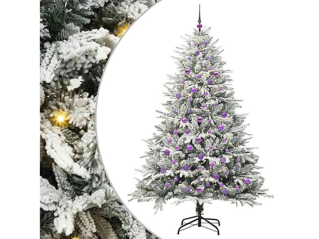 Sapin de Noël artificiel pré-éclairé avec set de boules Vert
