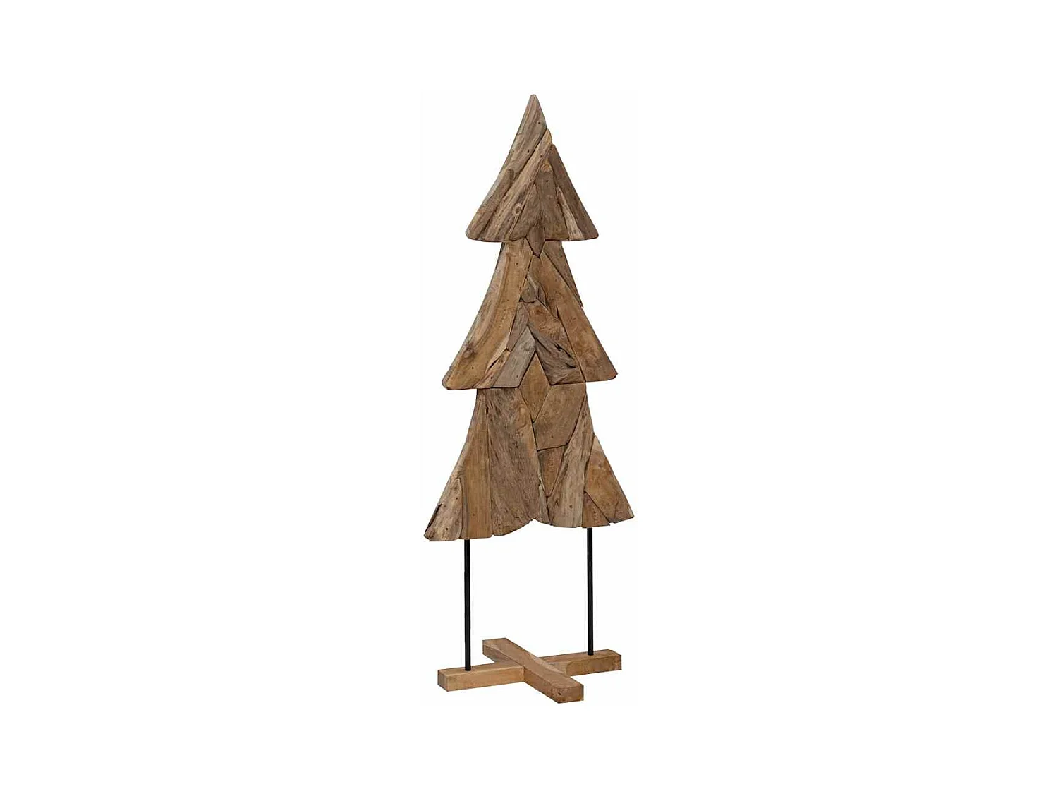 Sapin de Noël avec support Marron 150 cm Bois de teck solide