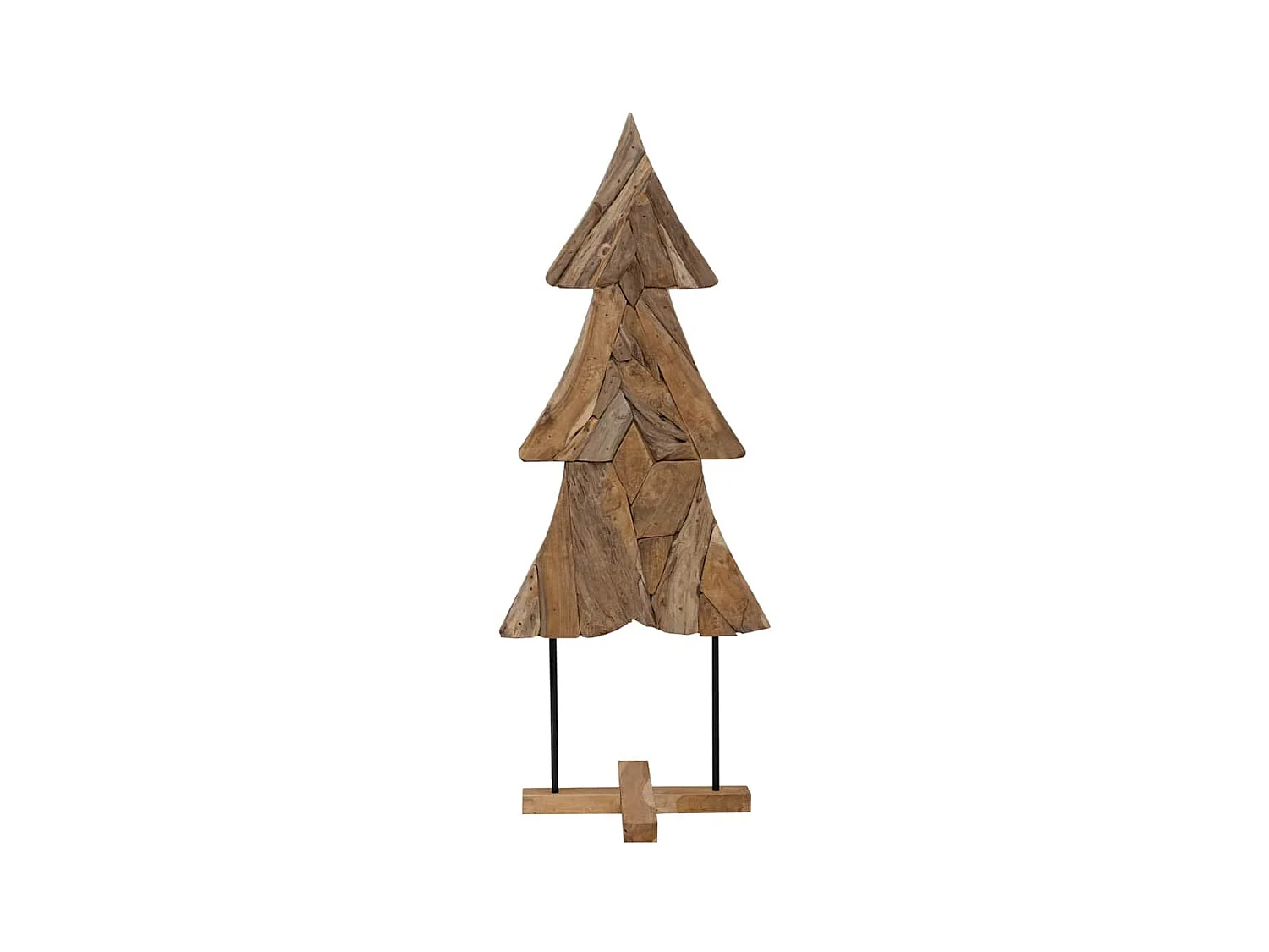 Sapin de Noël avec support Marron 150 cm Bois de teck solide